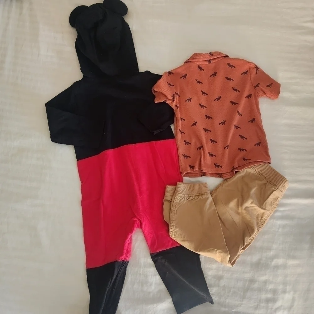 Baby Boy Bundle of 1 bodysuit, 1 Button-Up Shirt, and Khaki Pants size 18-24 mon